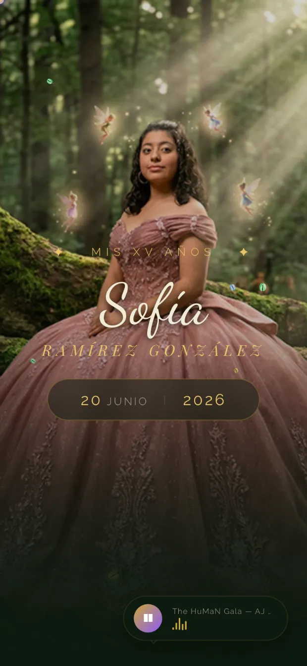 Invitación digital de Sofía Ramírez, concepto Bosque encantado